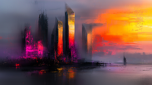 „Nachtlichter der Metropole“ – Skyline in intensiven Abendfarben