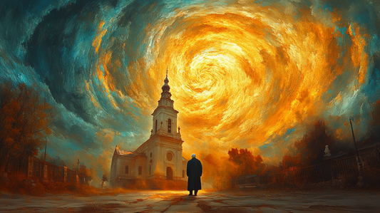 „Sonnenwirbel“ – Mystisches Landschaftsgemälde im Van-Gogh-Stil