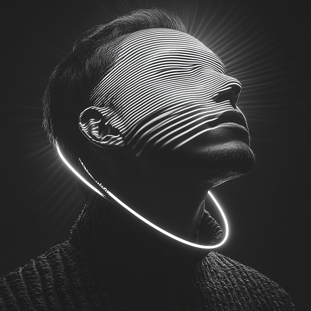 “Lines of Light” – Futuristic Portrait in Black and White