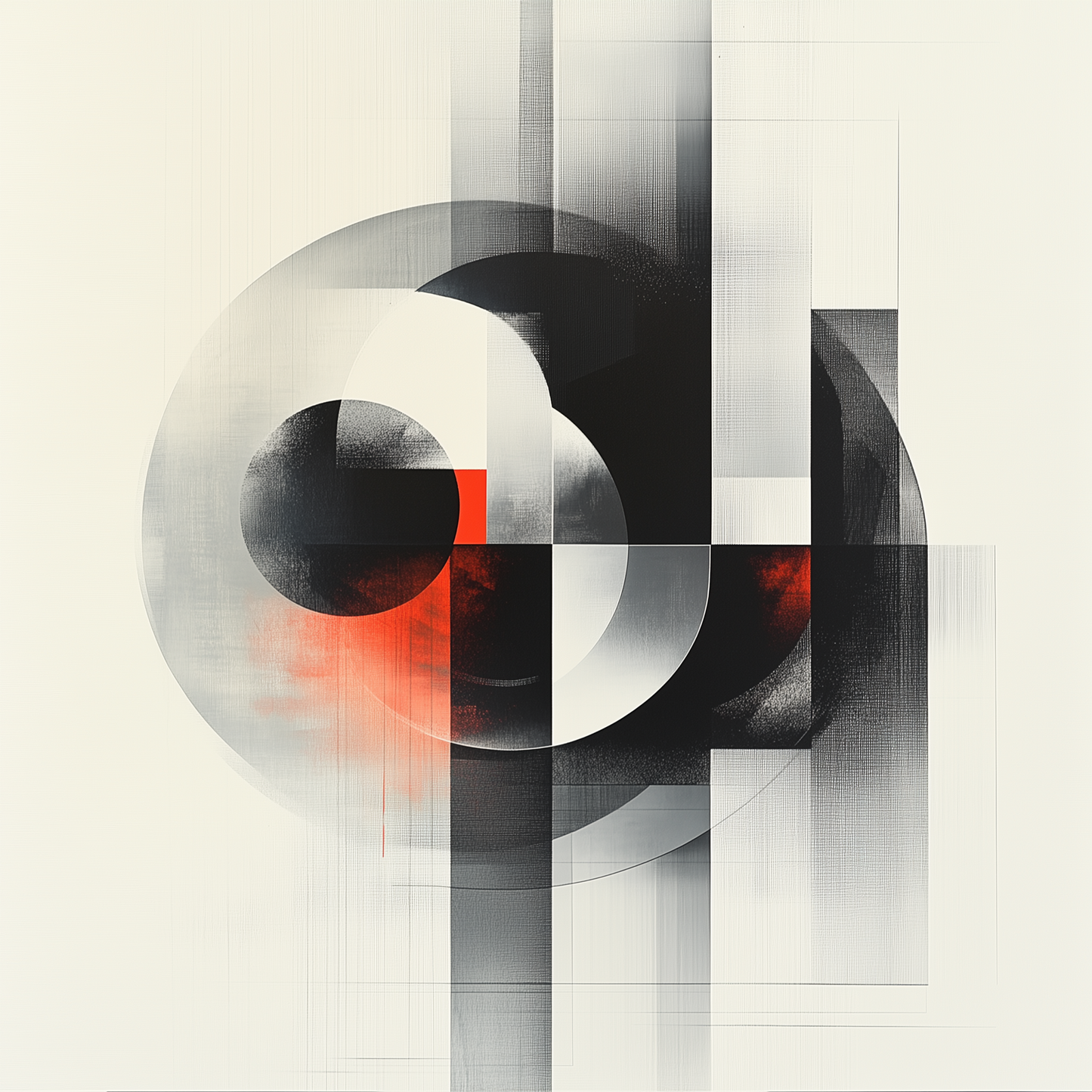 „Kreis der Bewegung“ – Abstrakte Geometrie in monochromer Eleganz