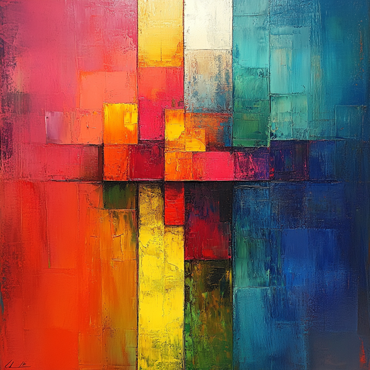 „Farbharmonie“ – Abstrakte Komposition in kräftigen Tönen