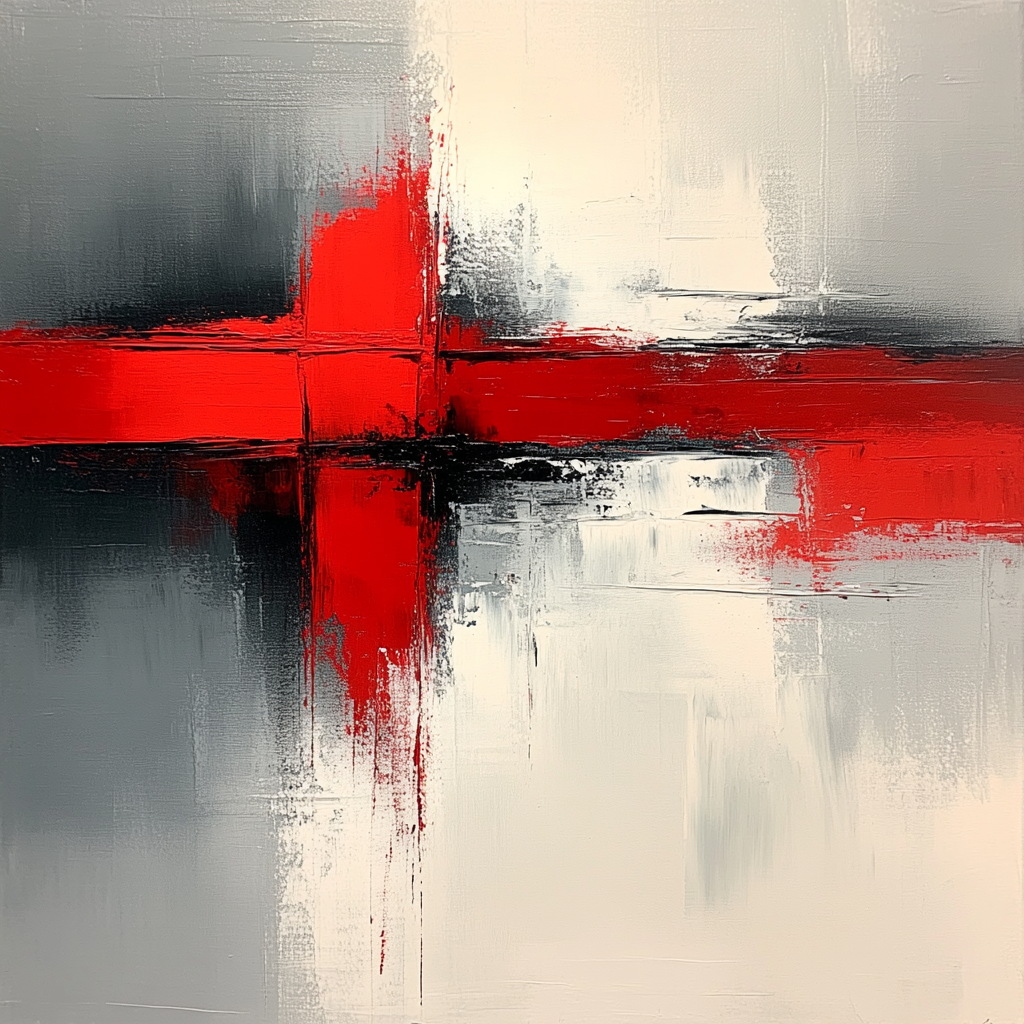 “Balance of Opposites” – Abstract Composition in Red, Black and White