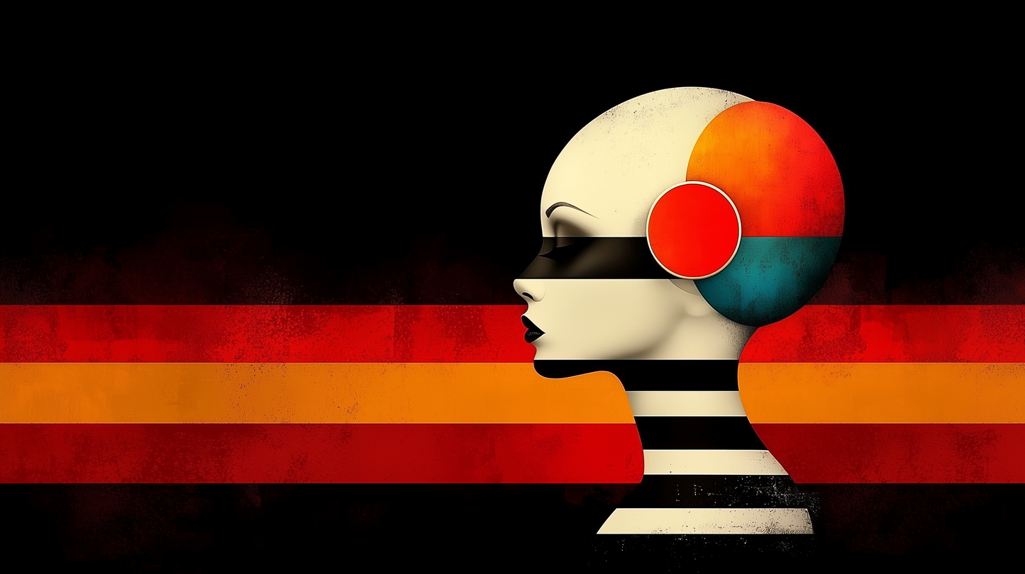 „Klang der Farben“ – Retro-inspiriertes Porträt mit intensiven Farbtönen