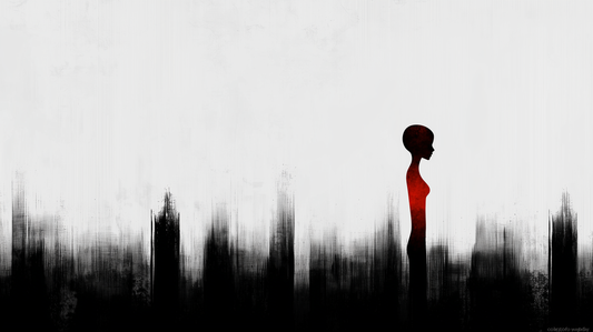 „Stille der Schatten“ – Minimalistische Figur in monochromer Melancholie