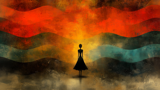 „Wellen des Lichts“ – Abstrakte Komposition mit Silhouette