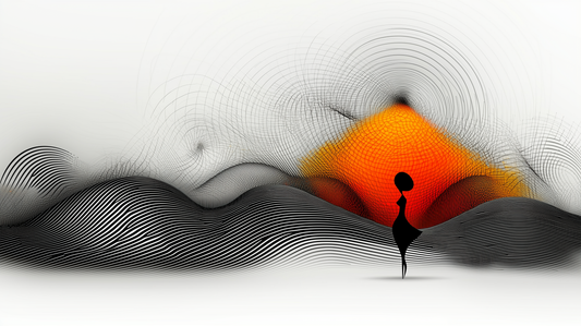 „Wellen der Unendlichkeit“ – Abstrakte Linienkunst mit leuchtenden Akzenten