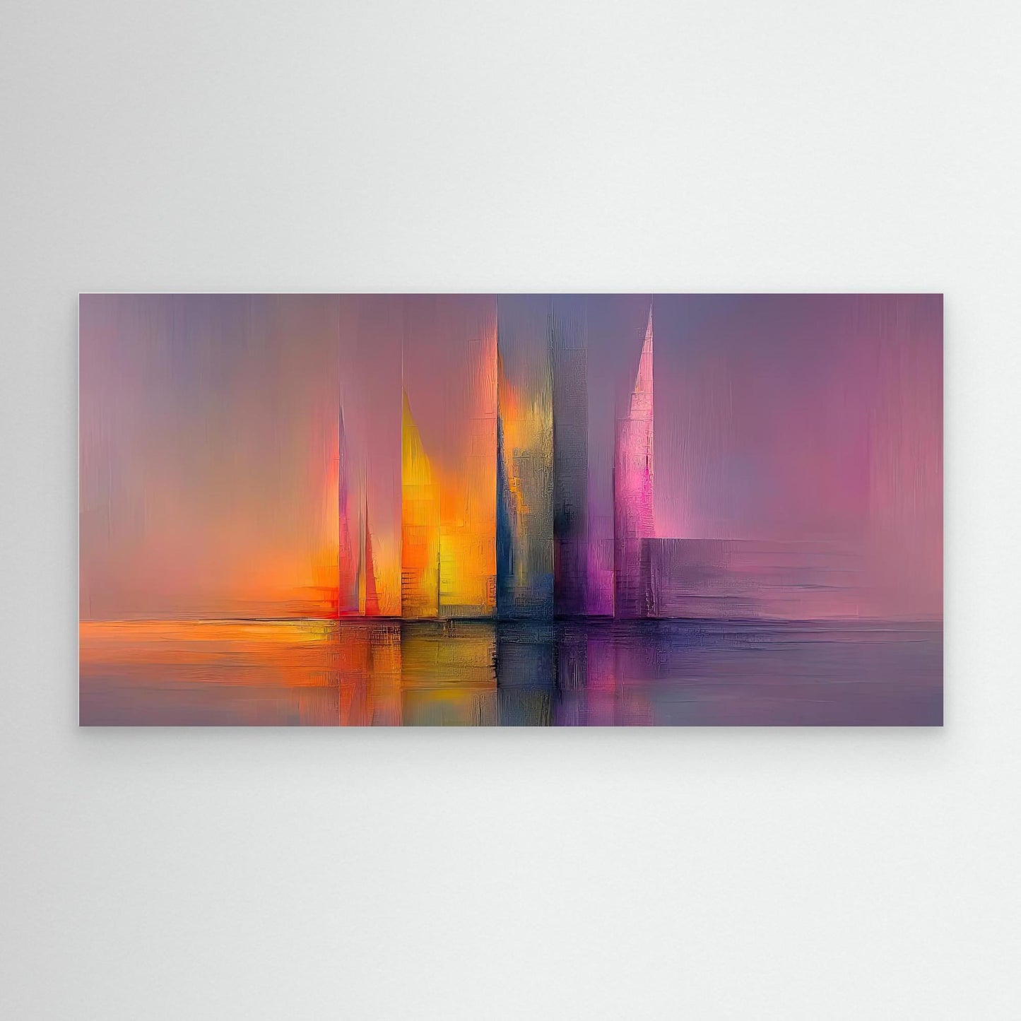 „Farben des Morgens“ – Abstrakte Skyline in sanften Pastelltönen