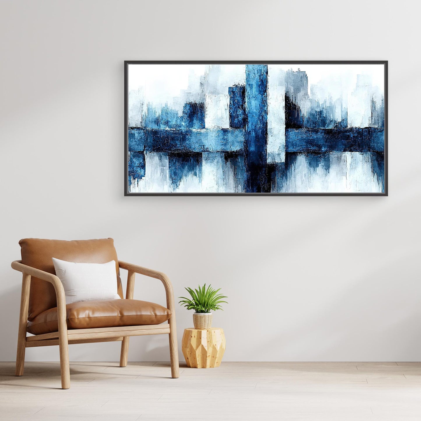 „Stille in Blau“ – Abstrakte Skyline im modernen Minimalismus