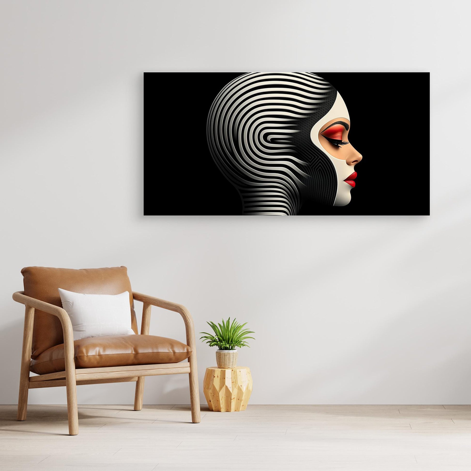 „Die Hypnotische Muse“ – Eine futuristische Fusion aus Op-Art und sinnlicher Ausdruckskraft