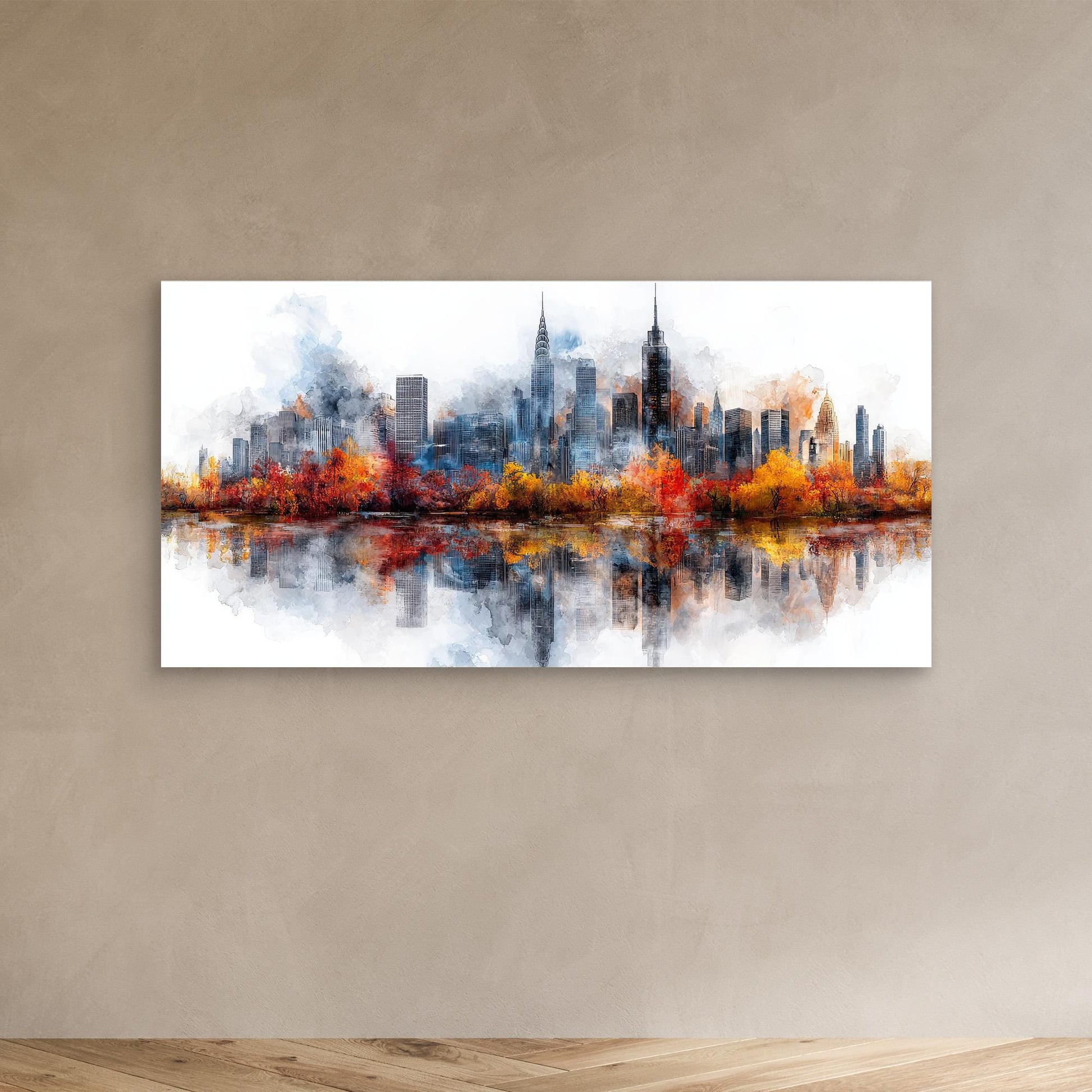 „Herbstliche Skyline im Spiegelbild“