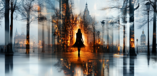 "Flaming Awakening" - art print in modern cyberpunk style 