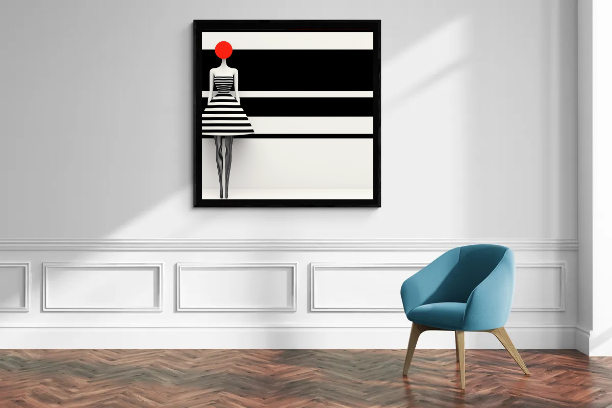 „Geometrie der Mode“ – Grafisches Kunstwerk mit Linien und Farben