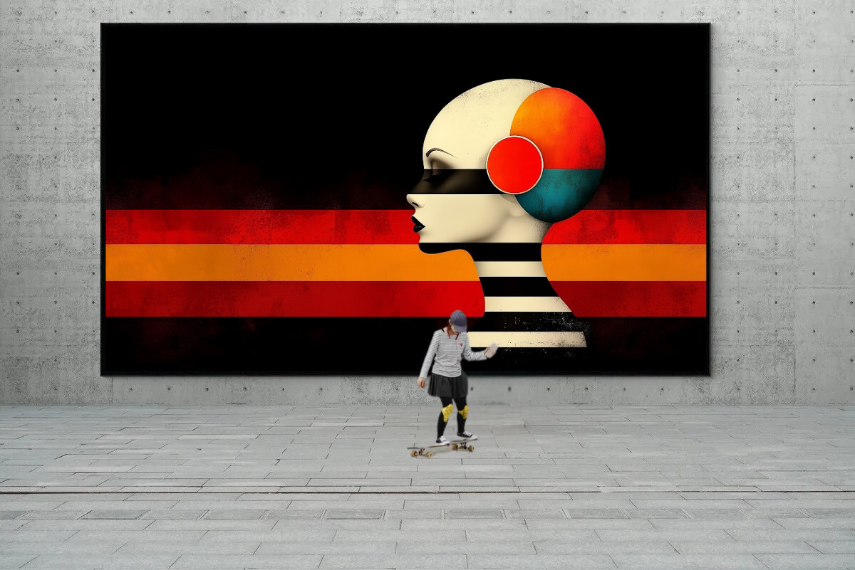 „Klang der Farben“ – Retro-inspiriertes Porträt mit intensiven Farbtönen