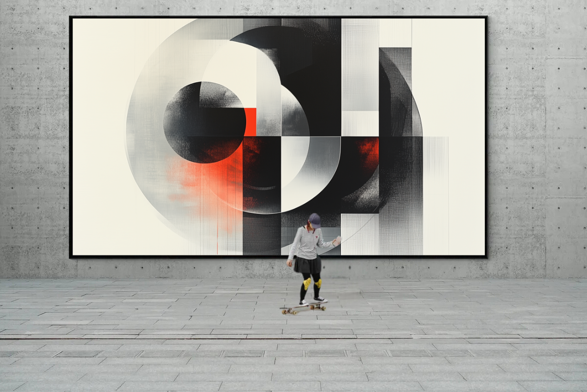 „Kreis der Bewegung“ – Abstrakte Geometrie in monochromer Eleganz