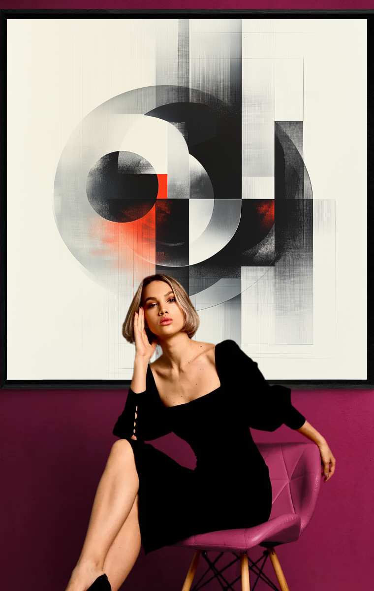 „Kreis der Bewegung“ – Abstrakte Geometrie in monochromer Eleganz