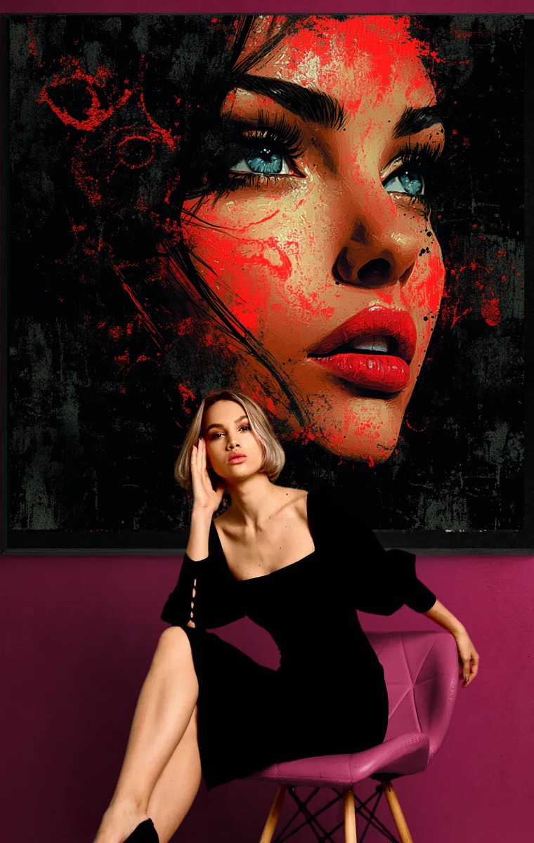 „Femme Rouge“ – Mystische Schönheit im Calligraffiti-Stil