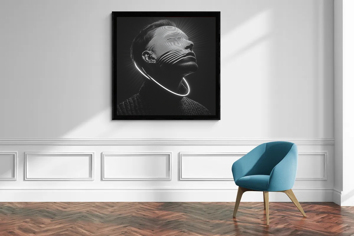 “Lines of Light” – Futuristic Portrait in Black and White