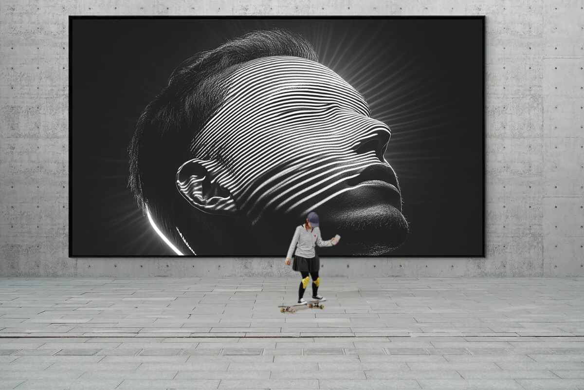 “Lines of Light” – Futuristic Portrait in Black and White