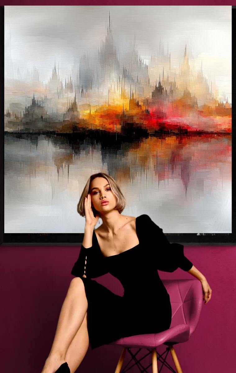 “Flaming City” – Abstract skyline with fiery accents