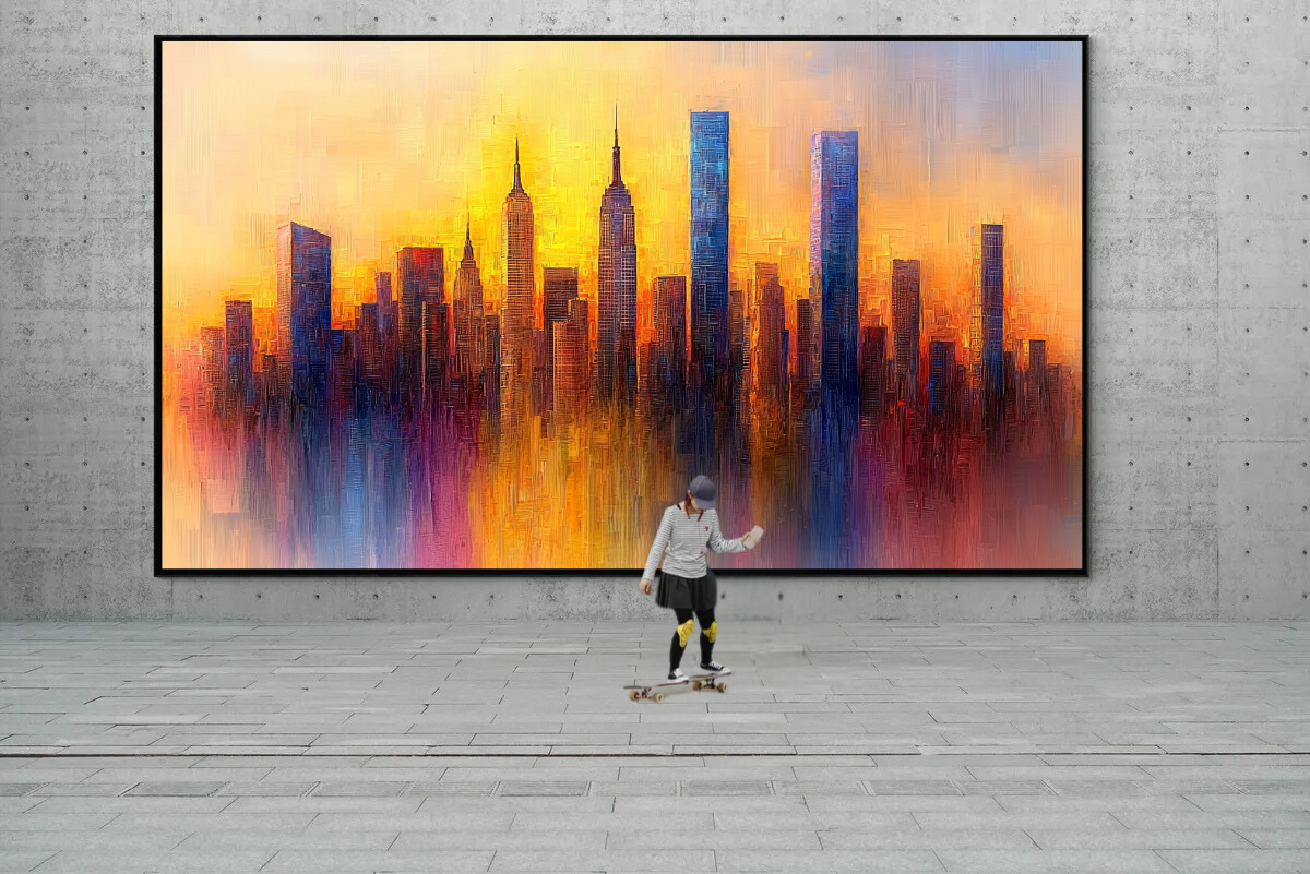 "Glowing Skyline" - City view in the warm light of sunrise