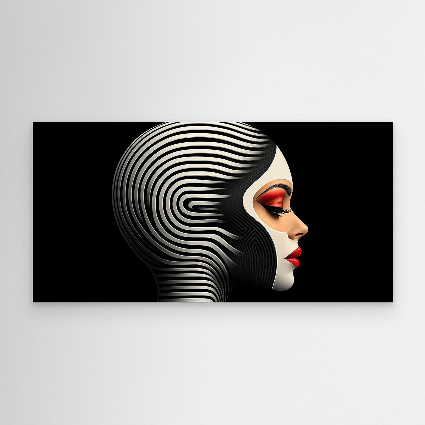 „Die Hypnotische Muse“ – Eine futuristische Fusion aus Op-Art und sinnlicher Ausdruckskraft