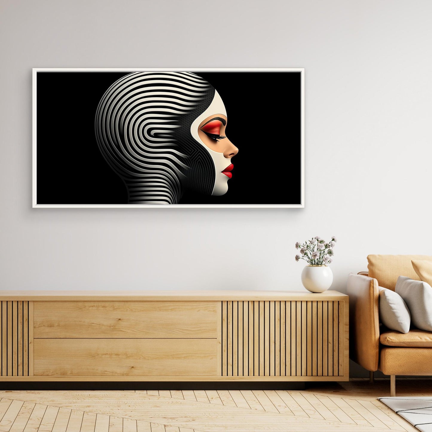 „Die Hypnotische Muse“ – Eine futuristische Fusion aus Op-Art und sinnlicher Ausdruckskraft