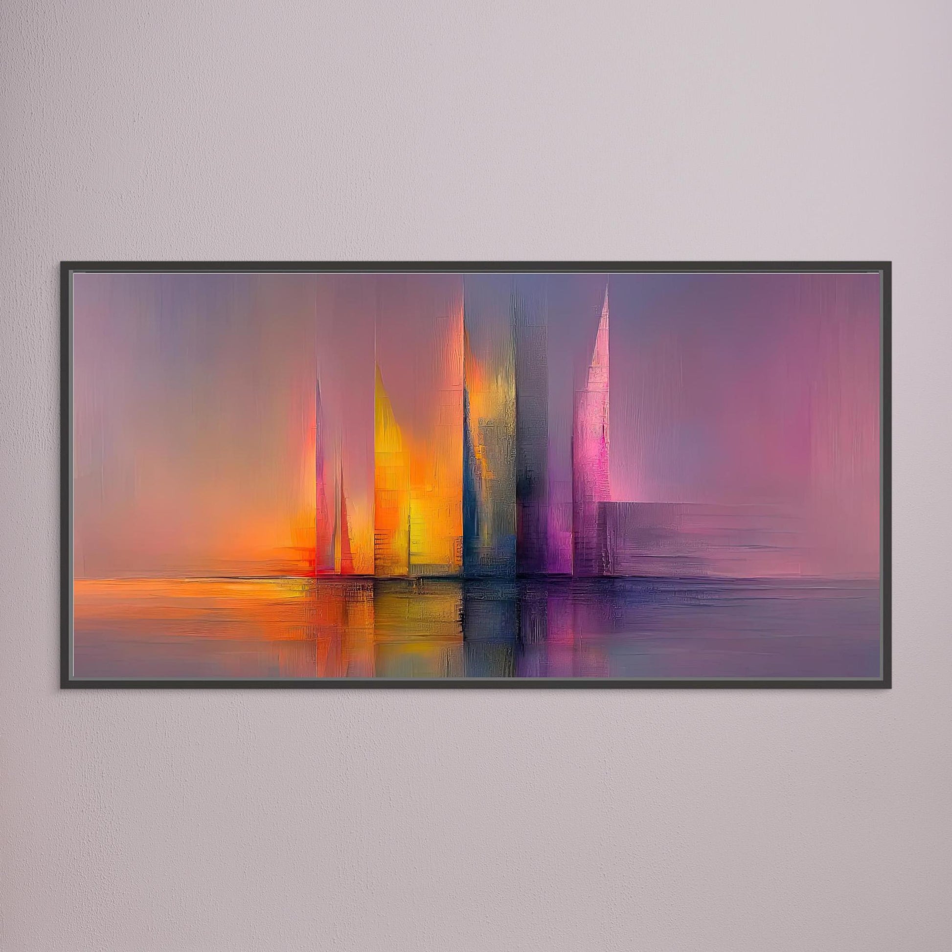 „Farben des Morgens“ – Abstrakte Skyline in sanften Pastelltönen