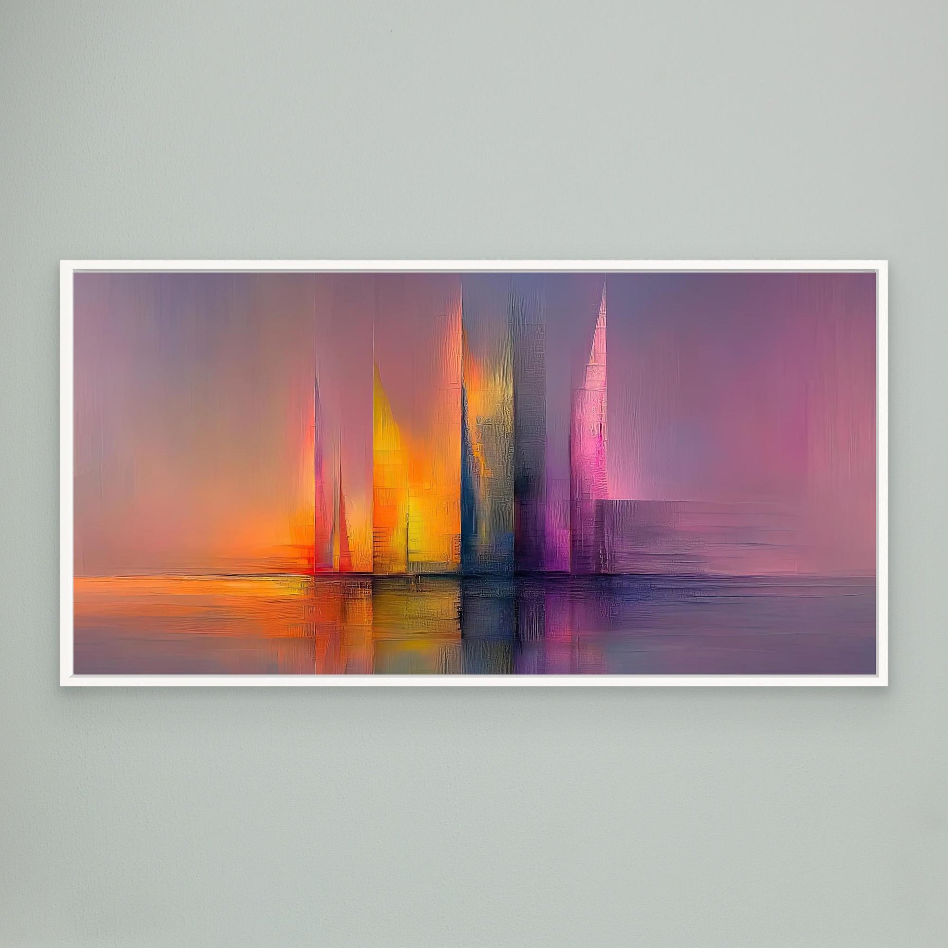 „Farben des Morgens“ – Abstrakte Skyline in sanften Pastelltönen