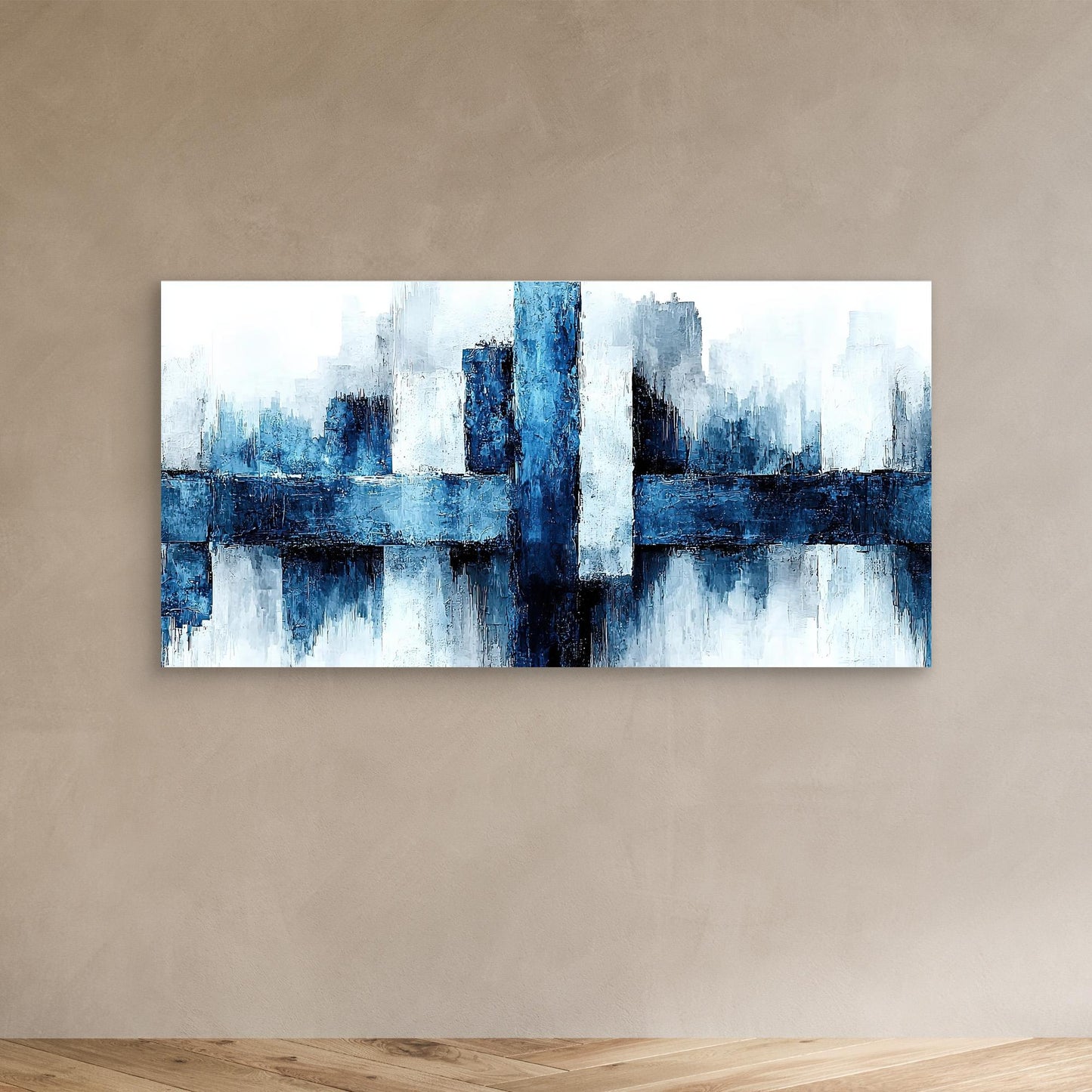 „Stille in Blau“ – Abstrakte Skyline im modernen Minimalismus