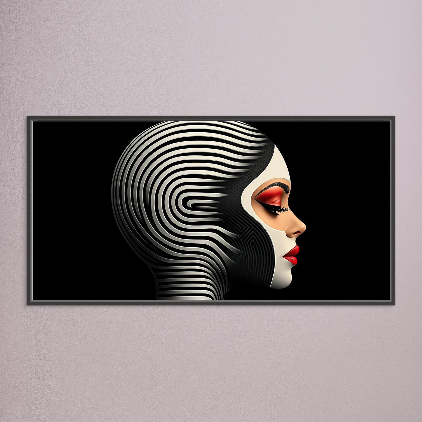 „Die Hypnotische Muse“ – Eine futuristische Fusion aus Op-Art und sinnlicher Ausdruckskraft