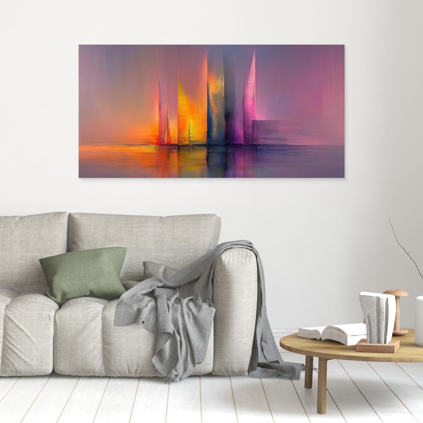 „Farben des Morgens“ – Abstrakte Skyline in sanften Pastelltönen