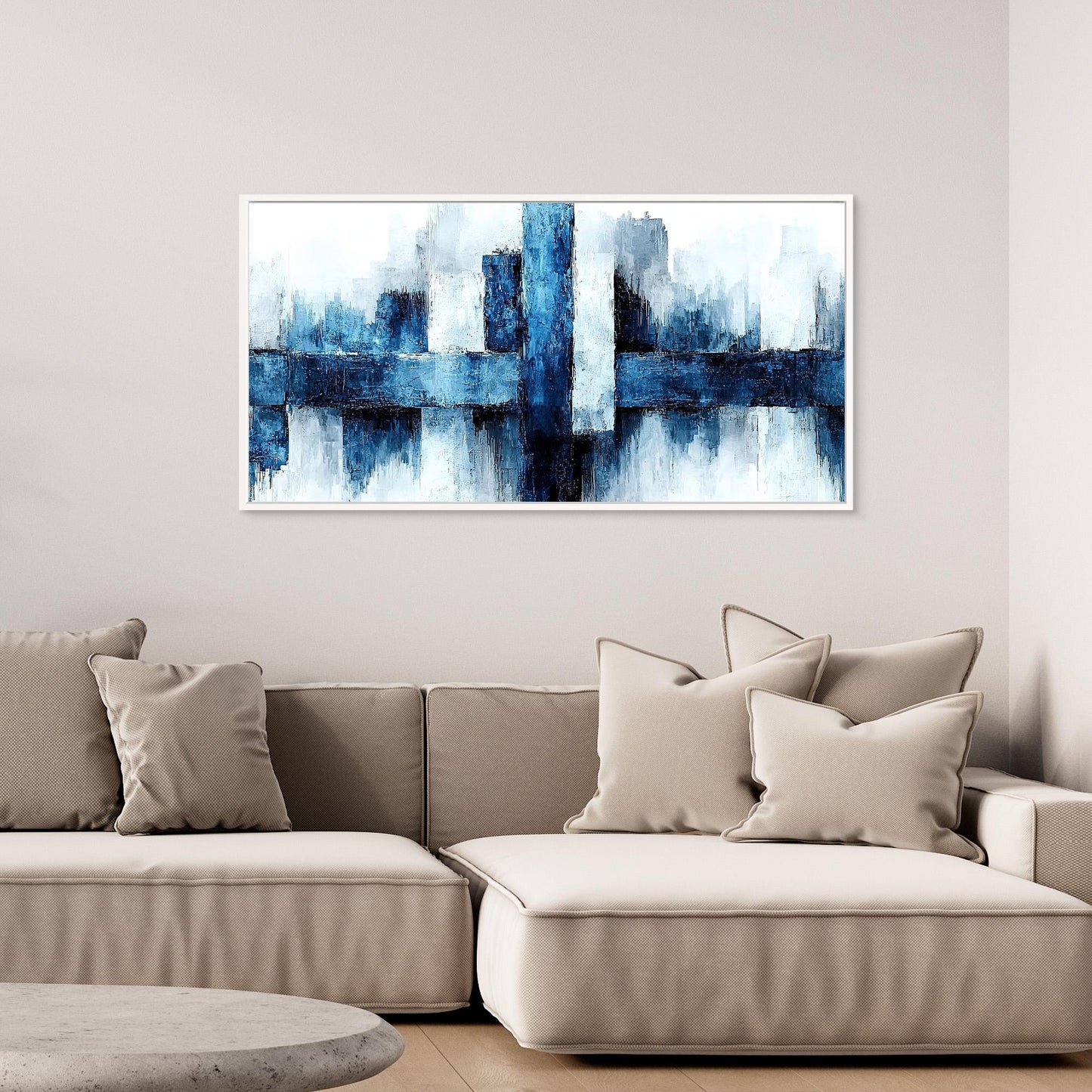 „Stille in Blau“ – Abstrakte Skyline im modernen Minimalismus