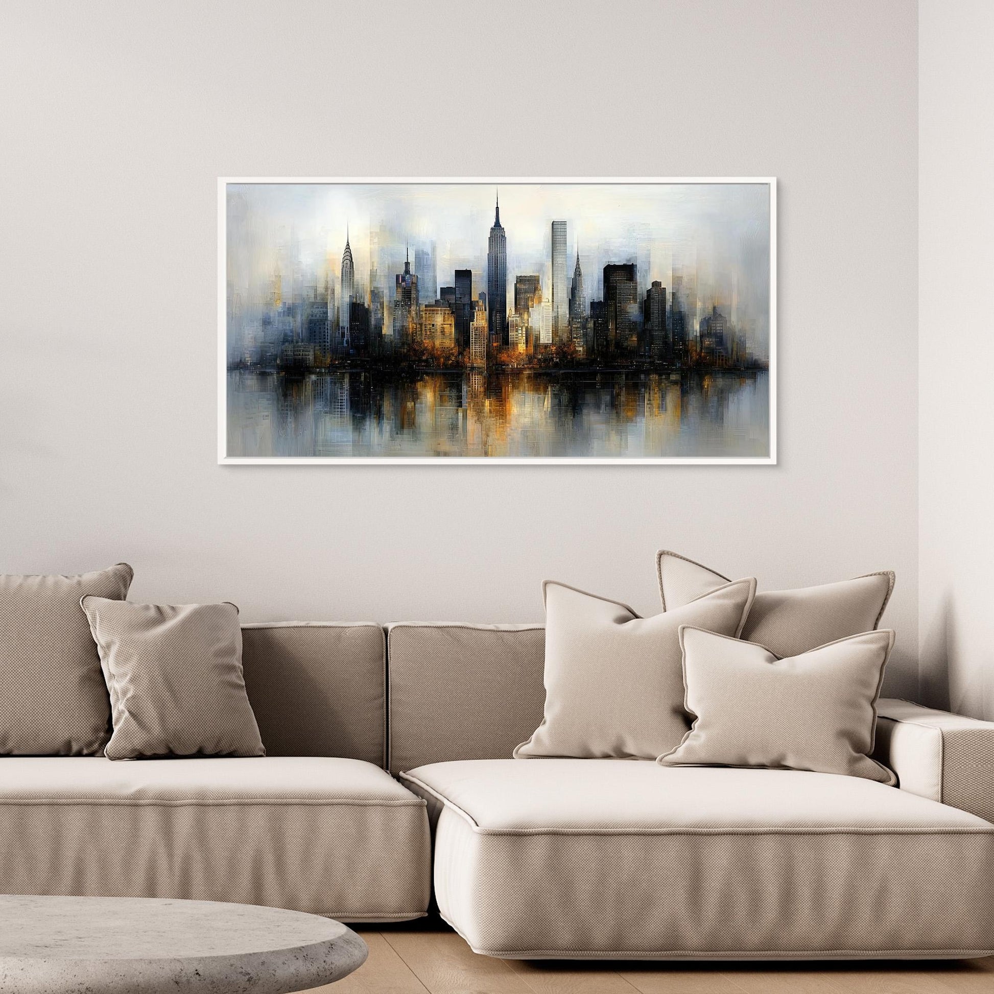 „Stadt der Stille“ – Elegante Skyline in sanften Farben