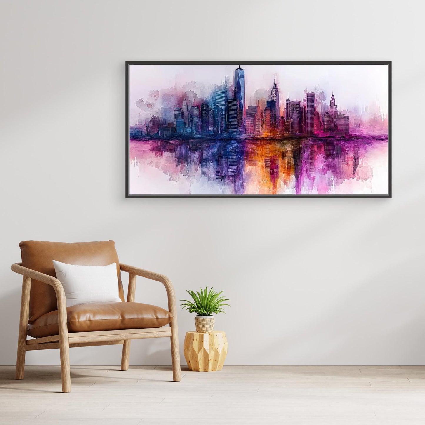 „Stadt in Purpur“ – Abstrakte Skyline mit kräftigen Farben