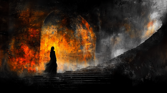 “Path to the Light” – A Journey Through Shadows and Flames