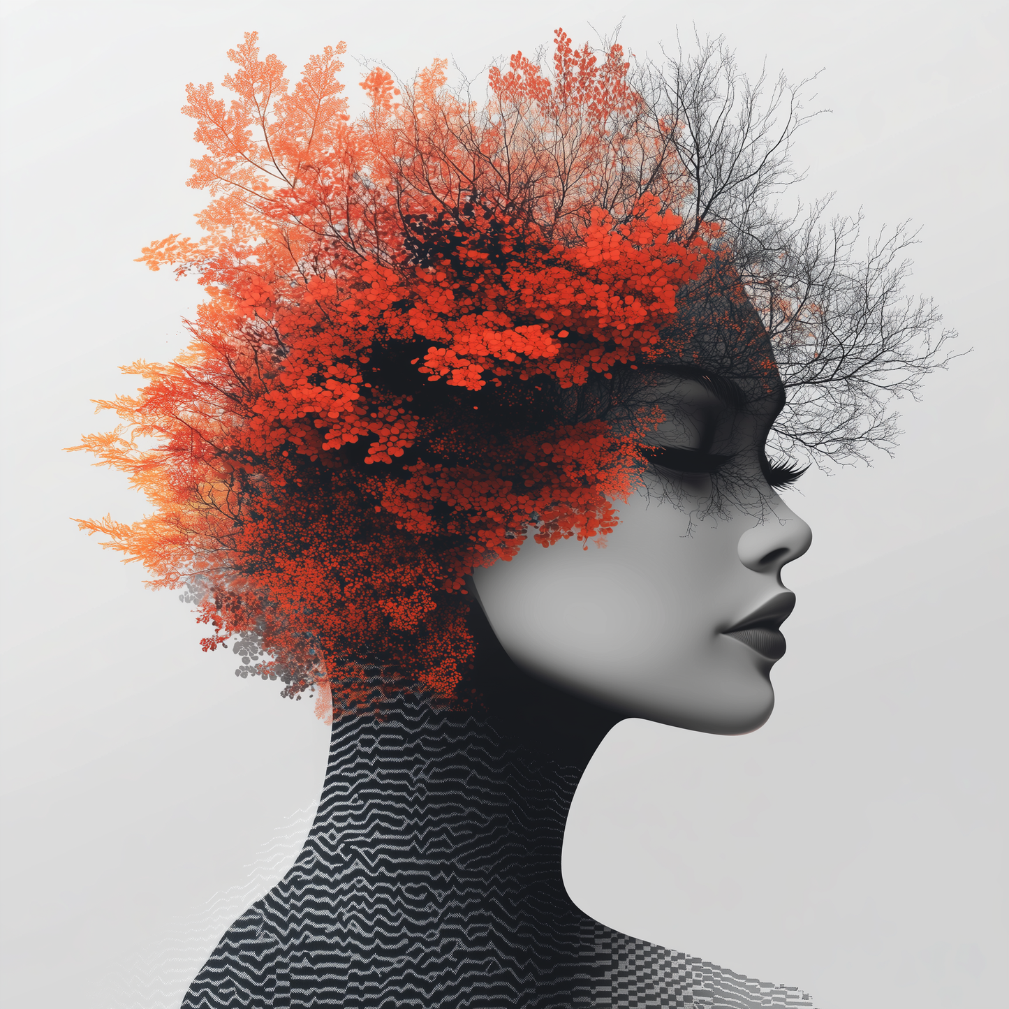 „Blüte der Gedanken“ – Natur und Eleganz in surrealer Symbiose