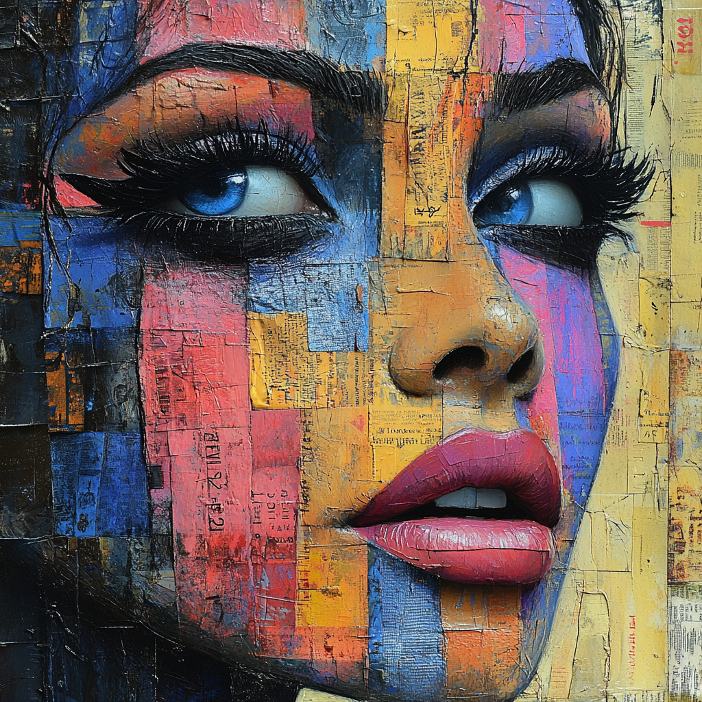 "View of the Mosaics" - Portrait art print in the style of mail art